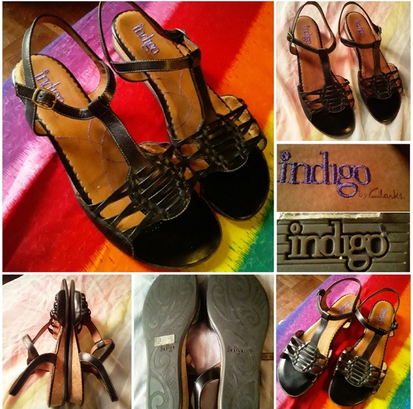 Indigo By Clarks Women size12 Leather WedgeSandals - Picture 1 of 13